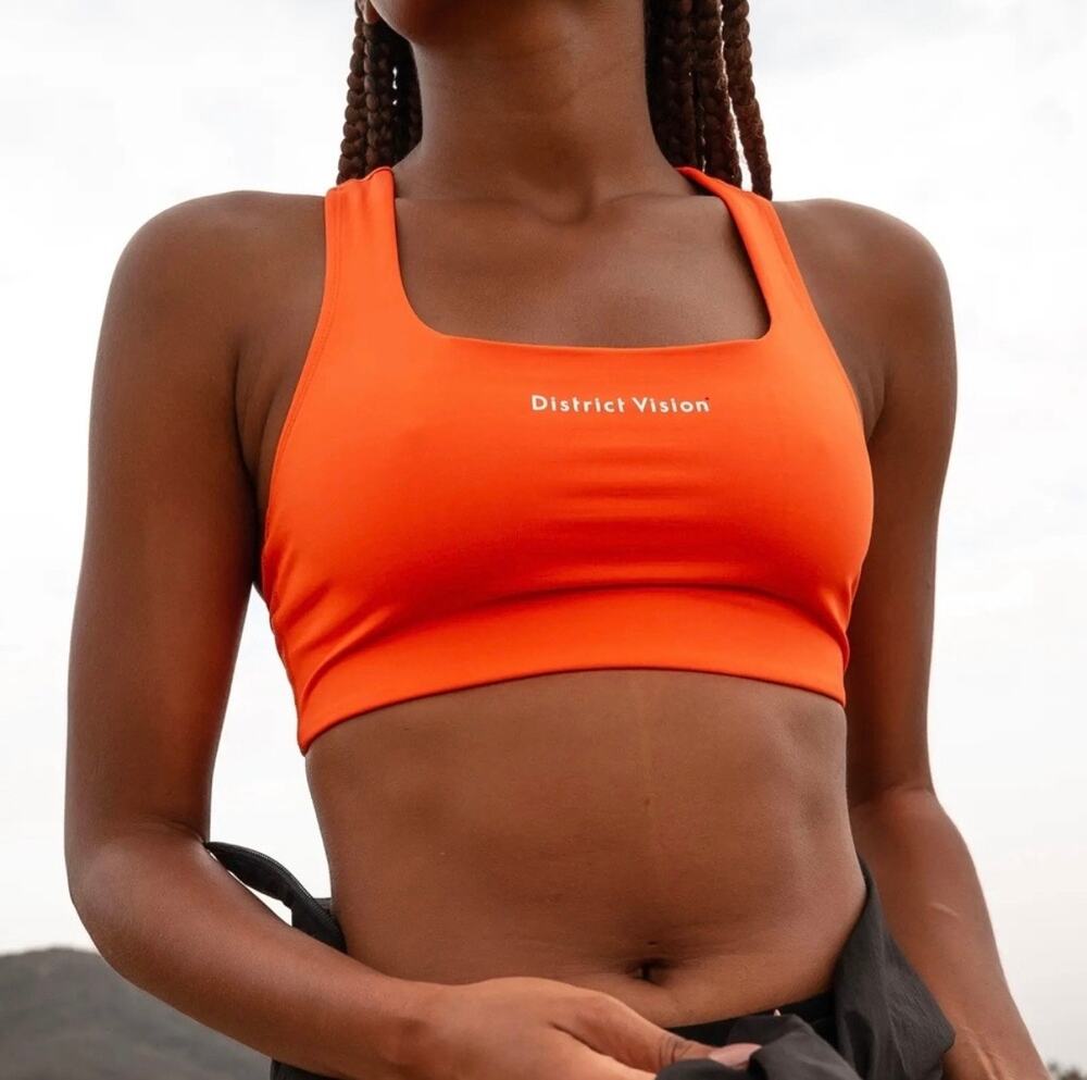District Vision Infrared Citta Recycled Stretch Sports Bra Size Medium Orange